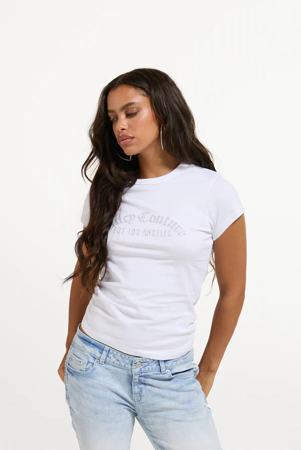 White studded juicy couture logo t-shirt